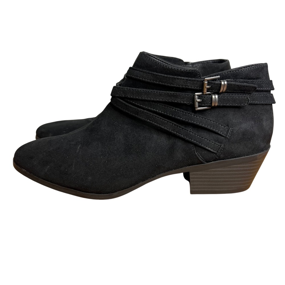 Style Co Willow Black Faux Suede Buckle Ankle Boots Womens Size 10 NEW